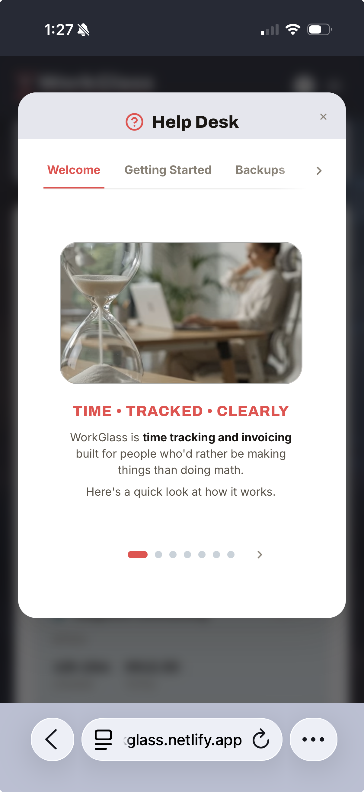 WorkGlass screen